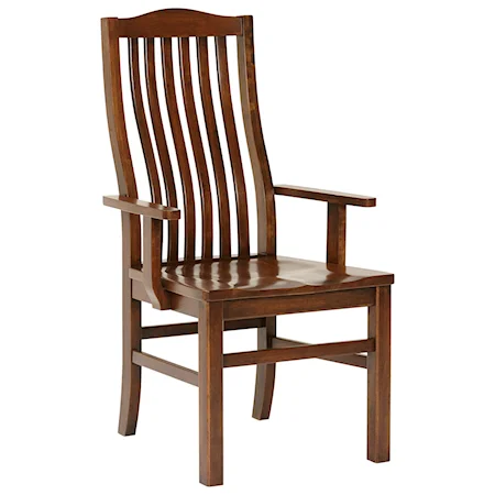 Solid Wood Cherry Vertical Slat Arm Chair